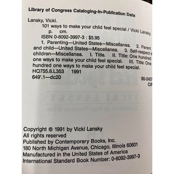 Vicki Lansky 101 Ways To Tell Your Child I Love You & 101 Ways To Make Your Chil - Picture 2 of 4